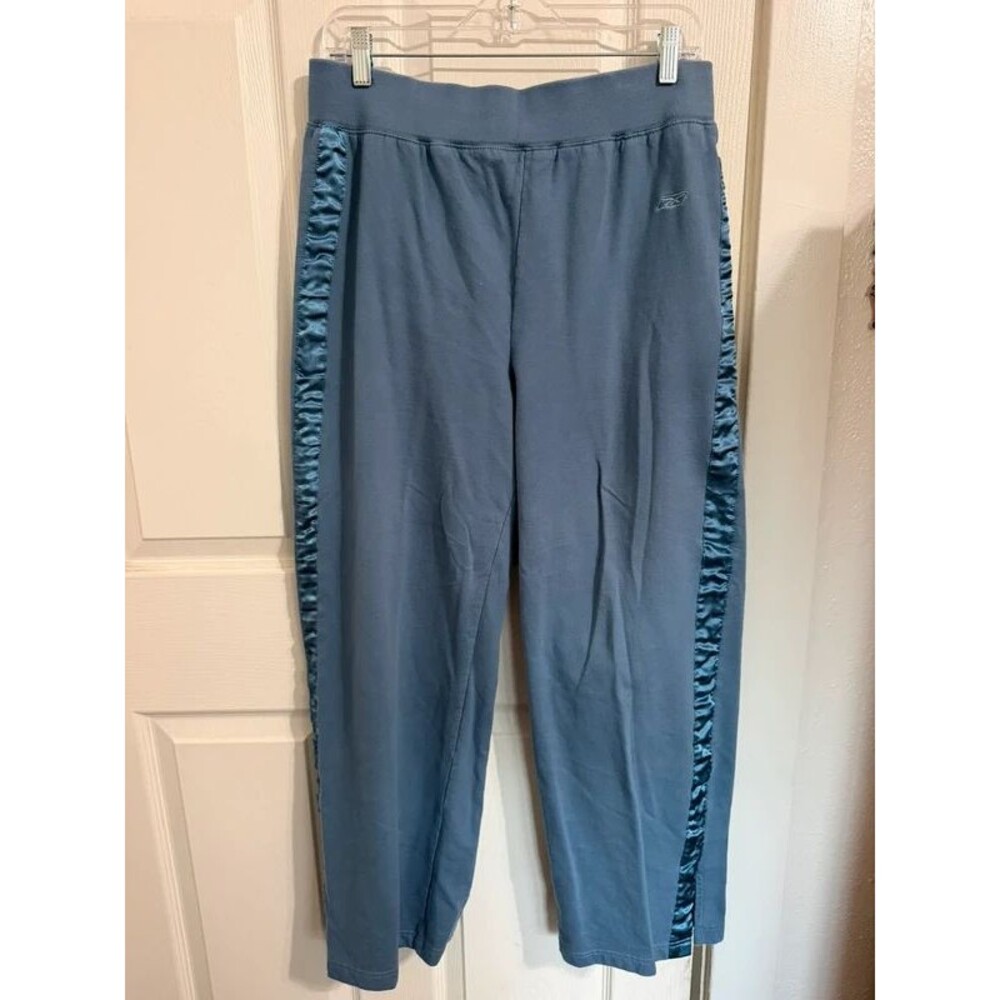 Reebok Blue Track Pants Satin Side Stripe XL